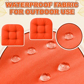 Barydat Barydat 3 Pack Wicker Furniture Cushions Fall Waterproof Outdoor/Indoor Tufted Wicker Chair Cushions Orange 1 Loveseat and 2 U-Shape Rattan Chairs for Patio Furniture, Rattan Love Seat, Bench