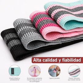 Set de 4 Bandas de Resistencia, Bandas elásticas para Fitness para Entrenamiento de Fuerza de piernas, Bandas multifuncionales de látex Natural para Entrenamientos en casa y en el Gimnasio