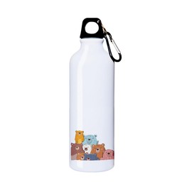 SUPER FABRIQUE Bear Family Reusable Water Bottle (24h Thermos) 330 ml to 750 ml (Alu, 750 ml)