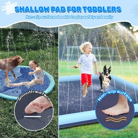 Bilibara 97"x 67" Splash Pad for Dogs, Rantangle Splash Pad for Kids Ages 4-8, Splash Pads for Toddlers 1-3, Dog Sprinkler Shallow Pool, Outdoor Water Toys for Backyard, Teal(5.5 x 7 ft)