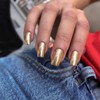 Light Bronze Chrome Square Press on Nails Short,SXVME Metallic Fake