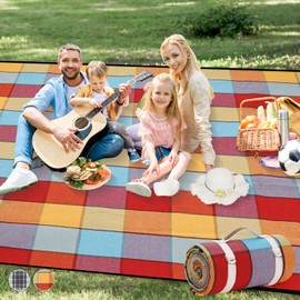 G GOOD GAIN Picnic Blanket-Waterproof Picnic Blankets | Portable Camping Blanket | 3-Layer Beach Blanket Sand Free | Picnic Mat for Grass, Hiking, Travel, Concerts, Outdoor(60x80,Color Bar)