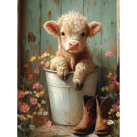 Cow Stamped Cross Stitch Kits for Adults Begainner,Animal Needlepoint Counted Cross Stitch Kits for Adults,11 CT Patterns Dimensions Counted Cross Stitch Craft Kits for Home Wall Decor 12x16inch