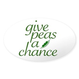 CafePress Give Peas A Chance (New) Oval Sticker Oval Car Bumper Sticker