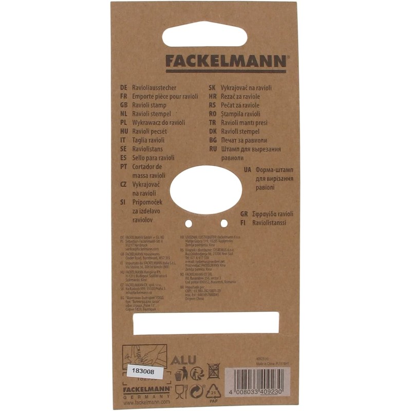 Fackelmann 40923 Square Ravioli Cookie Cutter 6 x 6 x