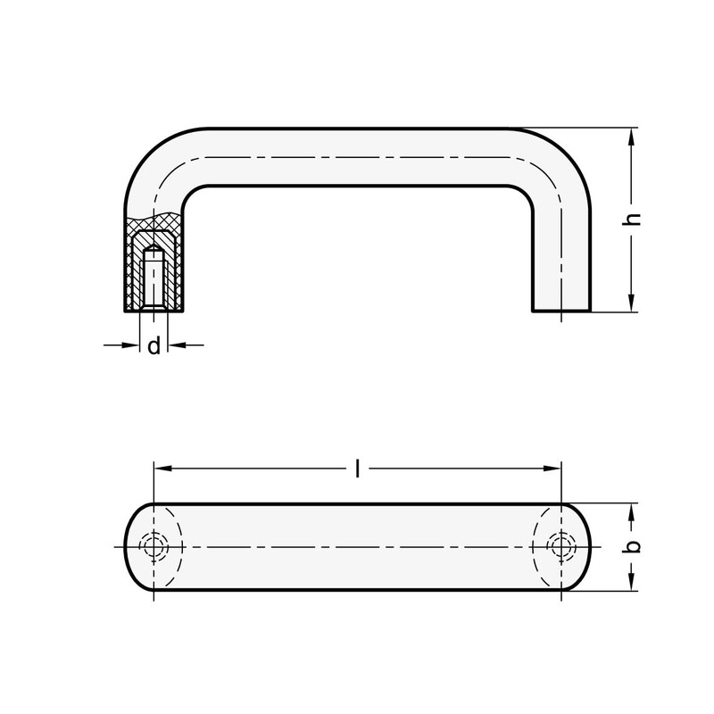 Ganter Normelemente Plastic bow handle, GN 725-150-M8, thread M8, length: