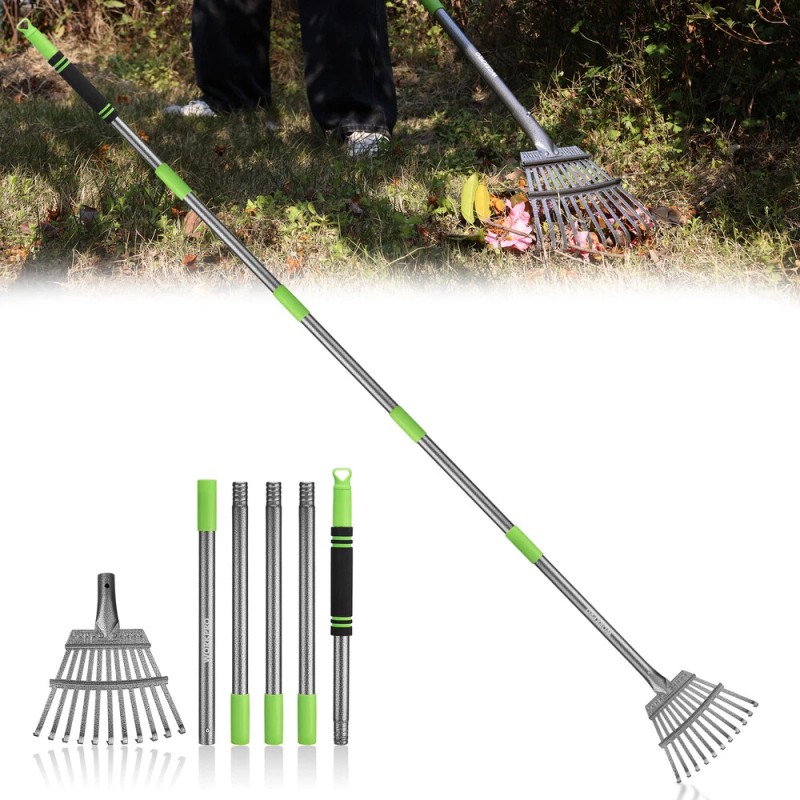 WORKPRO Heavy Duty Metal Leaf Rakes 11 Steel Tines w/72"