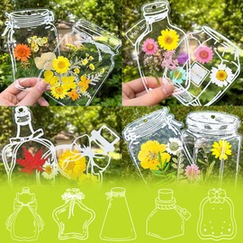 100 Pcs Transparent Dried Flower Bookmarks,2025 New Shapes Handmade DIY Bookmarks Without Dried Flowers,Cute Clear Bookmark Kit for Pressed Flowers Page Clips Bookmark with Tassels