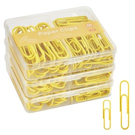 NEEWAY Colorful Paper Clips Assorted Sizes, Small and Large Paper Clips, 210 Count, 3 Pack of 70 (Yellow)
