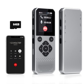 64GB Bluetooth Voice Recorder with Noise Reduction, Digital Voice Recorder with Playback, Voice Activated Recorder with 3072 kbps High Bit Rate for Interviews, Meetings, Lectures