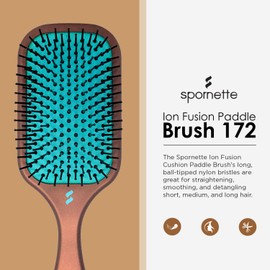 Spornette Ion Fusion Paddle Hair Brush, Ionic Nylon Bristles - For Detangling, Straightening & Smoothing, Medium to Long Hair - All Hair Types For Men, Women and Children