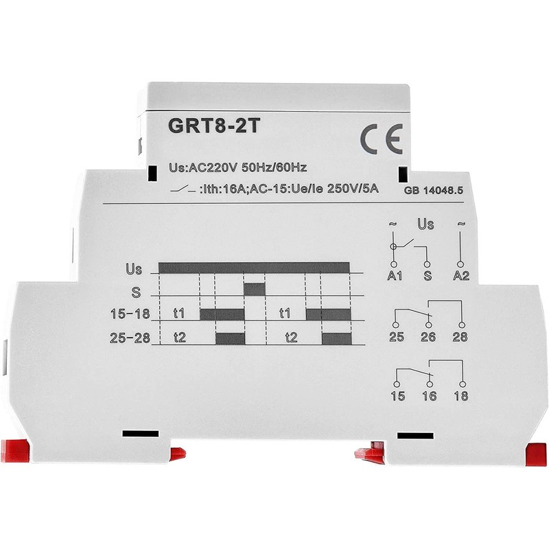 GAEYAELE Double Delay on Timer Relay AC230V 2*SPDT 16A Relay