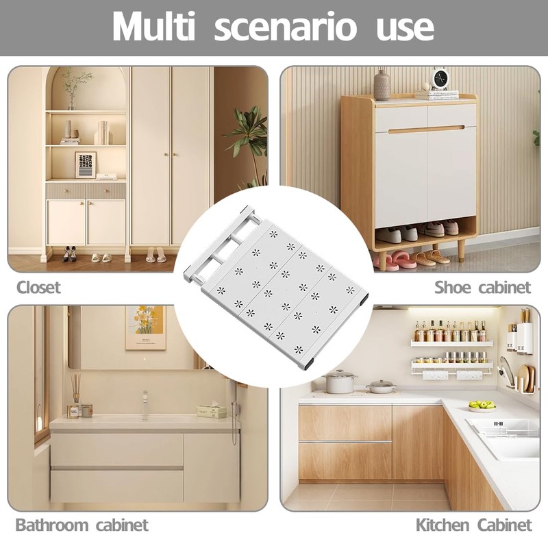 Wapasezyar Adjustable Shelves for Cupboard, Expandable Cabinet Shelf, Nail-Free Telescopic