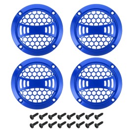 sourcing map 4 Pcs 2inch Blue Speaker Grill Mesh Plastic Woofer Guard Protector Dust Cover Blue Decorative Circle Plastic Frame with Screws for Home Audio Car Speaker Replacement