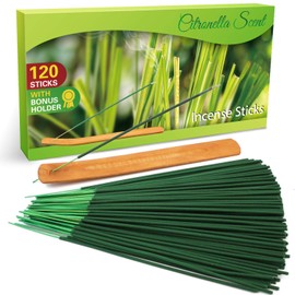 Citronella Incense, Suitable for Indoors & Outdoors, Camping, 20 Sticks * 6 Packs, 30-40 minutes of Combustion, with a Holder
