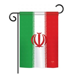 Breeze Decor BD-CY-GS-108215-IP-BO-D-US14-BD 13 x 18.5 in. Iran Flags of The World Nationality Impressions Decorative Vertical Double Sided Garden Flag Set with Banner Pole