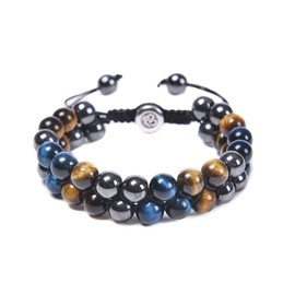 Beads Natural Stone Healing Stones Gemstone Bracelet for Men Bead Bracelet Chakra Bracelets Tiger's Eye Agate Lava Stone Jewellery for Women Friendship Bracelet, Stone