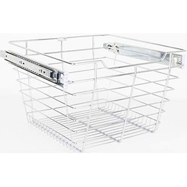 Closet Pull-Out Basket 16"DX17"WX11"H. Heavy-duty wire construction and 100# rated BBS slides (303 series) easily installs in 32mm applications. Finish: Chrome