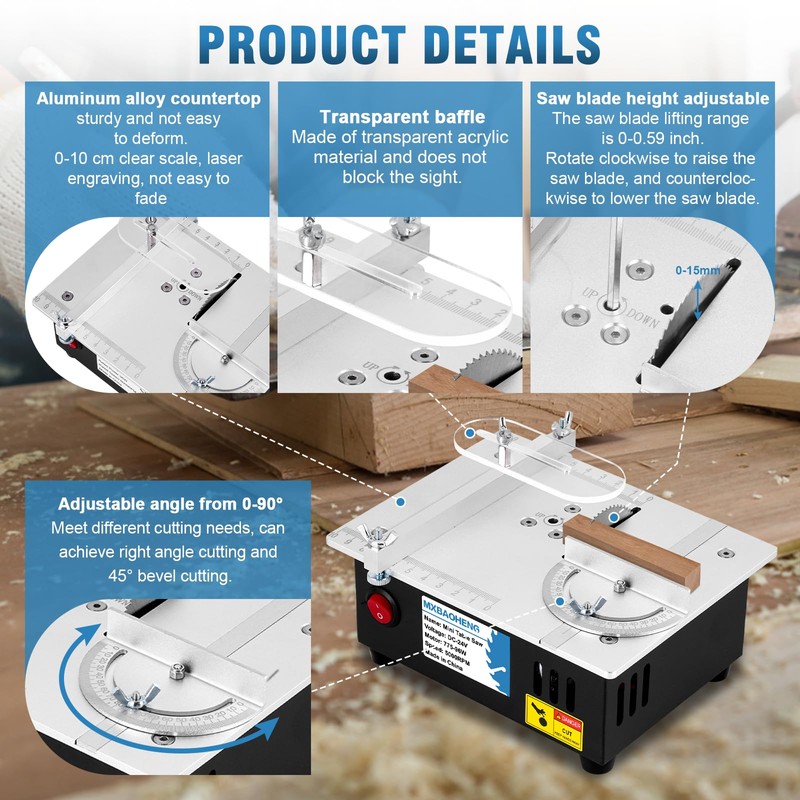MXBAOHENG Mini Table Saw S3 Portable Precision Craft Table Saw,