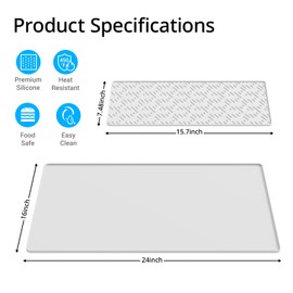 Silicone Coffee Mat 24''x16'' - Non-Slip Coffee Bar Mat with Detachable Dish Drying Mat for Kitchen Countertops, Ideal for Coffee Maker, Espresso Machine, Coffee Station, and Dish Rack
