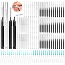 Lezmarket 300PCS Interdental Brushes for Braces, Soft and Bendable Dental Brush for Orthodontic Braces, Braces Cleaner Brush Tooth Pick Teeth Flossers Brushes for Teeth (White and Black)