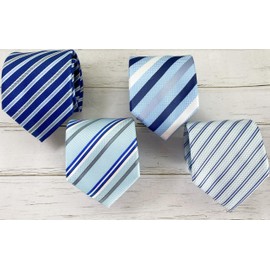 KissTies Mens Blue Tie Silver Strings Necktie Wedding Ties + Gift Box