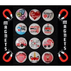 Valentine Pictures & Sayings - 1 1/2" Magnet Set (Set of 12)
