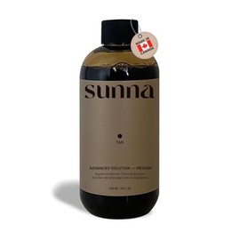 12 Hour Natural Tanning Solution (Medium) by SunnaTan - Quick-Drying, Long-Lasting, & Non-Sticky Formula - Professional Tanning Solution with 10% DHA (236 mL)