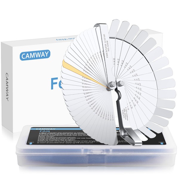 CAMWAY Stainless Steel Feeler Gauge Kit, 32pcs Straight Blades and
