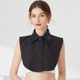 DNLKWGO Stylish False Collar Half Shirt Dickey Collar Leather Collars Half Blouse Collar for Women Girls Black