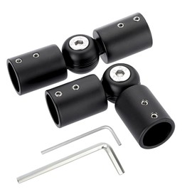 BTSKY 2Pcs Stainless Steel Heavy Duty Elbow Connector for Bay Window Curtain Rod - Adjustable 90 Degrees to 180 Degrees Curtain Rod Corner Connector for 19mm Curtain Rods, Black
