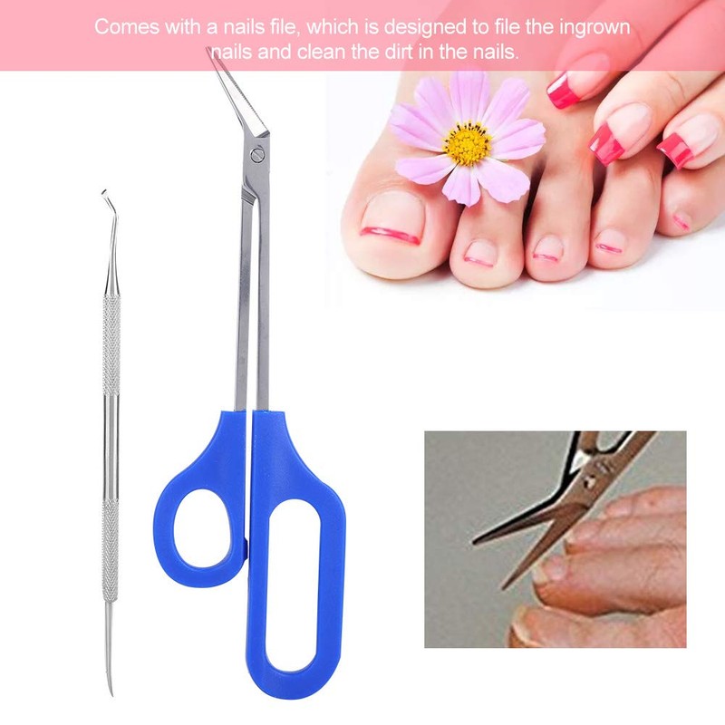 Toenail Scissors with Long Handle, Stainless Steel Pedicure Nail Tool
