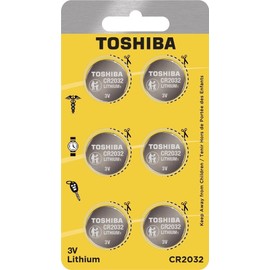 TOSHIBA CR2032 3V Lithium Coin Cell Child Resistant Blister Package (6 Batteries)