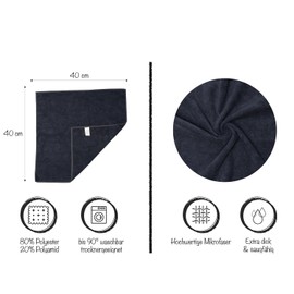 Premium Microfibre Cleaning Cloths Set of 10 Microfibre Cloth Extra Absorbent Cleaning Cloth Heavy Quality 300 g/m² Microfibre All-Purpose Cloths for Barista, Car, Household, 40 x 40 cm Anthracite