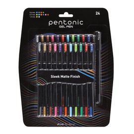 Pentonic Gel Pens, 24 Count, Assorted Colored Ink (12 Colors, 2 Of Each Color), Medium & Fine Point, Smooth Writing For Journaling (1002353)