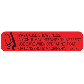PHARMEX 1-X Permanent Paper Label,"May Cause", 1 9/16" x 3/8", Red (500 per Roll, 2 Rolls per Box)