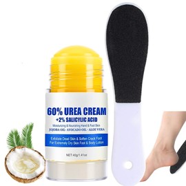 Urea Foot Cream 60 Percent Heel Balm Stick Set & Foot File Set, Urea Cream for Feet, 2% Salicyl - ic Acid Foot Cream for Cracked Heels and Dry Skin Cracked Heel Repair Cream Stick, Foot Moisturiser
