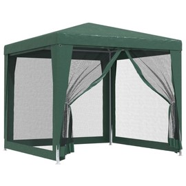 CHARMMA Party Tent with 4 Mesh Sidewalls Green 8.2'x8.2' HDPE,Canopies & Gazebos-319223