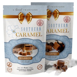Southern Caramel Gourmet Caramel Bundle, Bold Coffee & Smooth Bourbon, Rich Buttery Caramels, Handcrafted, Small Batch, Gluten Free, No Corn Syrup, Individually Wrapped, Gift-Ready, 4 oz (Pack of 2)