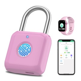 eLinkSmart Fingerprint Padlock for Girls and Women in the Gym Pink with Phone App Metal Padlock for School Sports Hook Tool Box Backpack Luggage