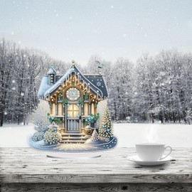 ARTopet DIY Diamond Desktop Ornaments Christmas Atmosphere Diamond Art Painting Single Sided Diamond Tabletop Ornaments Design Home Decor-House