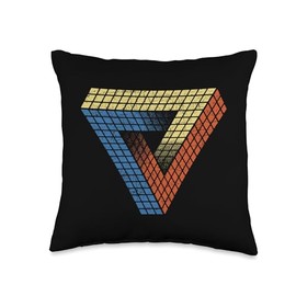 Cube Triangle Optical Illusion For Men Boys Women Girls Throw Pillow
