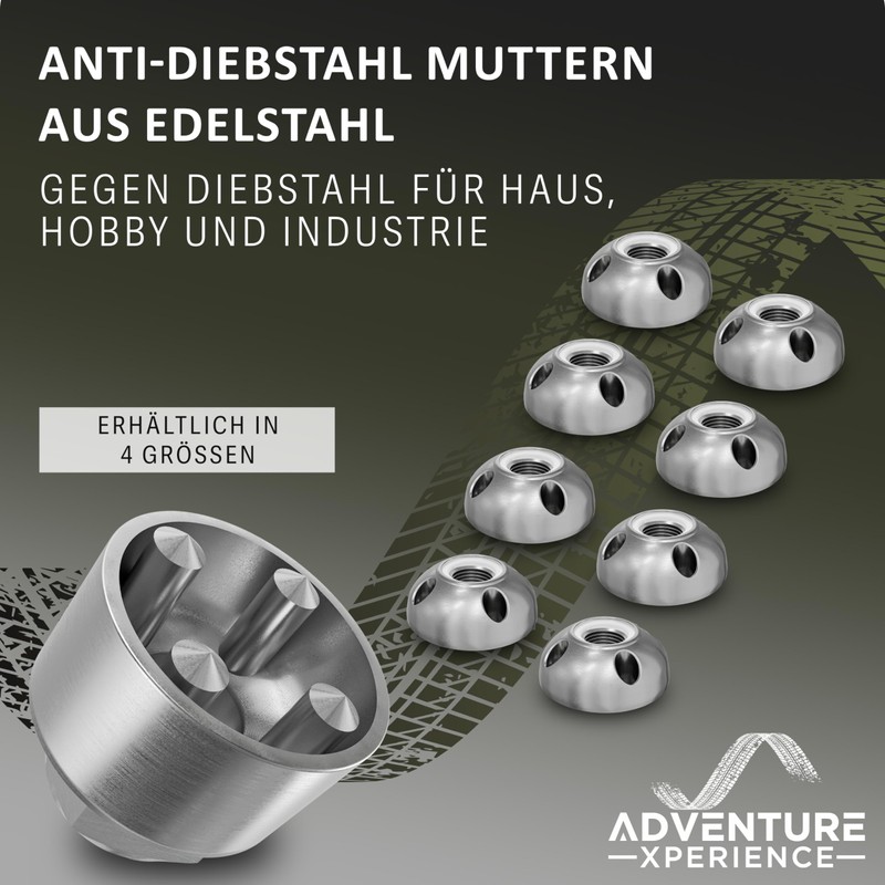 Stainless Steel Anti-Theft Nuts M6 M8 M10 M12 V2A Anti-Theft