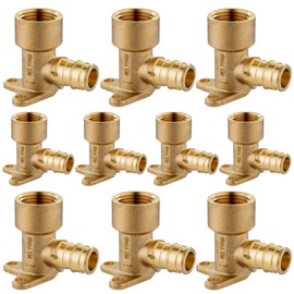 GUOFIS 10 Pack PEX A Expansion Brass Fitting,1/2Inch F1960 Expansion Female NPT Drop Ear Elbow for PEX A Pipe Tubing Connection