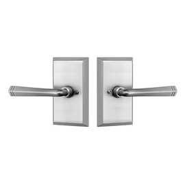 Rockwell Security Premium Aqua Solid Brass Privacy Set with Quattro Lever in Brushed Nickel Finish