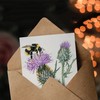 Artery8 Greeting Card Watercolour Bumblebee on Scottish Thistle Flower Blank