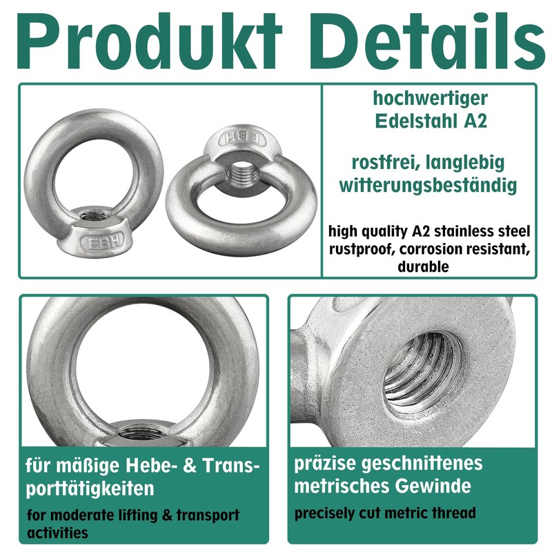 Ring Nuts Similar to DIN 582, Cast and Polished, Rustproof