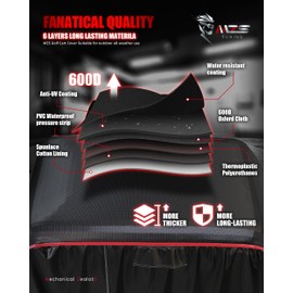 MZS Golf Cart Cover Compatible with 6 Passenger Car, Heavy Duty 600D Waterproof Golf Cart Covers Outdoor Accessories with Zipper Cotton Wind Sun Rain Proof Reflective Vents