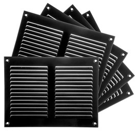 Repa Market 5-Pack Black Air Vent Cover 8" x 6" Inch (Outer Dimensions) - Steel Return Air Grilles - for Ceiling and Sidewall - HVAC - with Protection Screen (7.87" x 5.90" Inch)