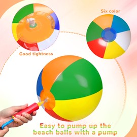 Honoson 30 Pieces 20 Inch Inflatable Beach Balls Large Blow up Pool Game Toys for Summer Swimming Party Supplies (Rainbow)